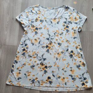 Pure Jill Scoop-Neck Elliptical Tee XS Petite 100% Pima Cotton Floral Print